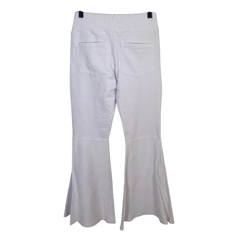 Chatoyant Womens Pants Sz M White Mineral Wash Bell Bottoms‎ Stretchy Pull On